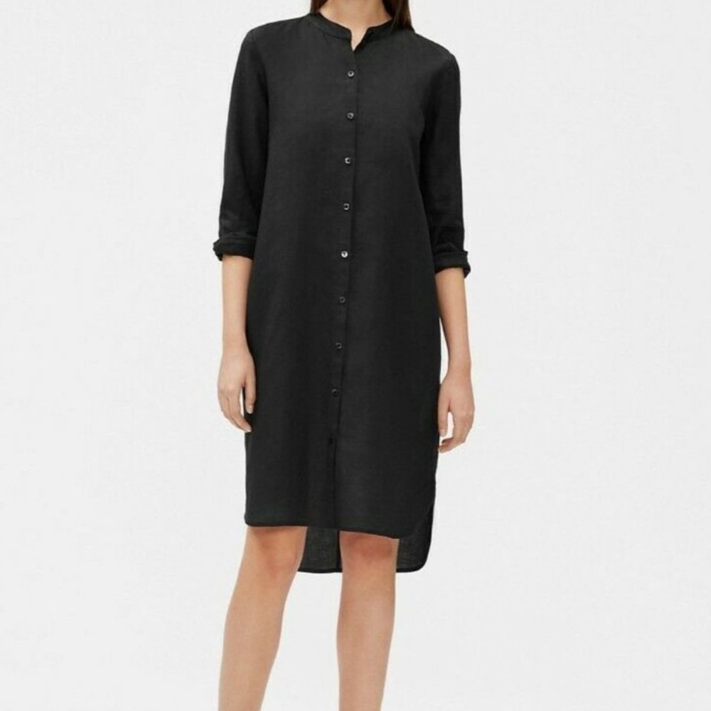 NWT Eileen Fisher 100% Linen Midi Shirt Dress